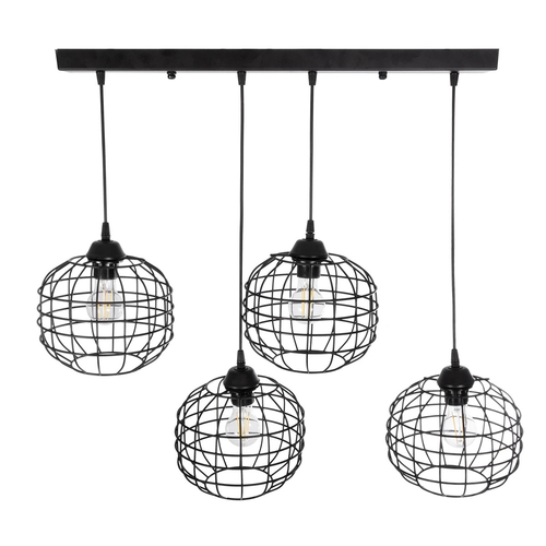 GLOBOSTAR® PULSAR 201-0103 Vintage Κρεμαστό Φωτιστικό Οροφής με Ντουί 4 x E27 AC 220-240V IP20 - Μαύρο - Μ80 x Π22 x Υ46cm