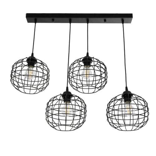 GLOBOSTAR® PULSAR 201-0103 Vintage Κρεμαστό Φωτιστικό Οροφής με Ντουί 4 x E27 AC 220-240V IP20 - Μαύρο - Μ80 x Π22 x Υ46cm