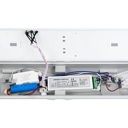 GLOBOSTAR® EMERGANO 60180 120cm Γραμμικό Βιομηχανικό Φωτιστικό Tri-Proof Τεχνολογίας Emergency με Ενσωματωμένη Μπαταρία Li-Ion 3.7V 5000mAH & Αυτονομία 3 Ώρες LED 48W 5760lm 120° AC 220-240V Αδιάβροχο IP65 Ψυχρό Λευκό 6000K - LUMILEDs SMD Chip & TÜV SÜD Driver - Γκρι με Γαλακτερό Κάλυμμα Πλαστικό PC - Μ120 x Π10.5 x Υ8cm - 5 Χρόνια Εγγύση