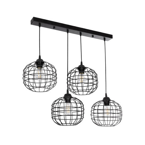 GLOBOSTAR® PULSAR 201-0103 Vintage Κρεμαστό Φωτιστικό Οροφής με Ντουί 4 x E27 AC 220-240V IP20 - Μαύρο - Μ80 x Π22 x Υ46cm