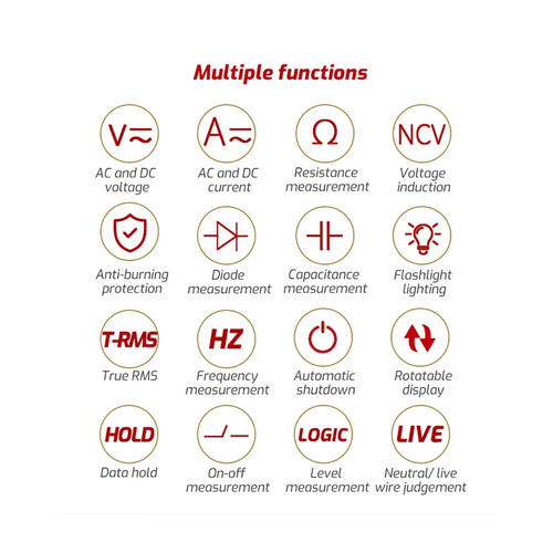 GloboStar® 79693 Ψηφιακό Φορητό Πολύμετρο TASI TA802A με Θήκη Προστασίας Μαύρο