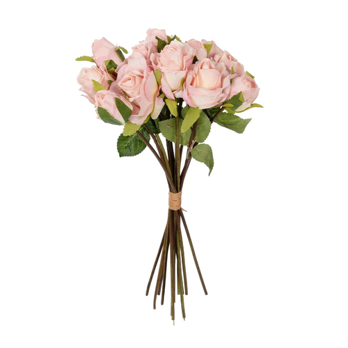 GloboStar® Artificial Garden PINK ROSE BOUQUET 21081 Τεχνητό Διακοσμητικό Μπουκέτο Τριαντάφυλλα Ροζ Y36cm