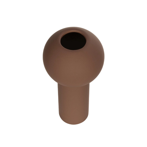 GloboStar® Artificial Garden COSTA RICA 21260 Διακοσμητικό Κεραμικό Βάζo Καφέ Π10 x Μ10 x Υ21cm