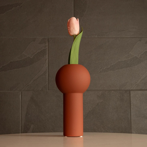 GloboStar® Artificial Garden COSTA RICA 21260 Διακοσμητικό Κεραμικό Βάζo Καφέ Π10 x Μ10 x Υ21cm