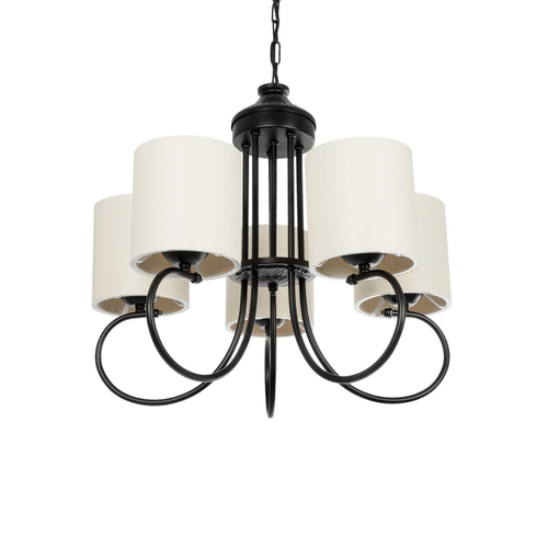 GLOBOSTAR® TRITON 203-0253 Vintage Κρεμαστό Φωτιστικό Οροφής με Ντουί 5 x E27 AC 220-240V IP20 - Μαύρο & Μπεζ - Μ50 x Π50 x Υ48cm