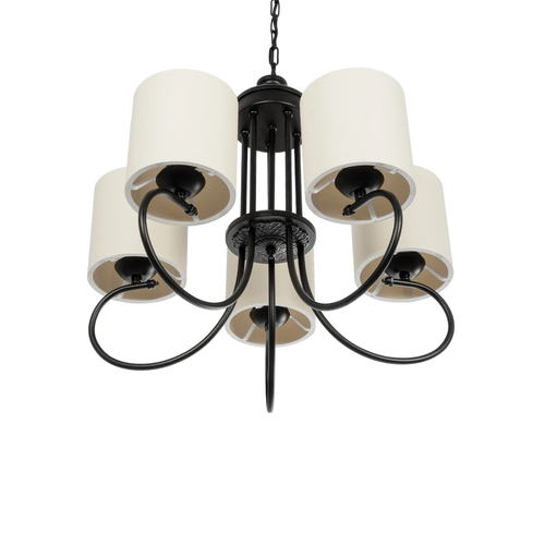 GLOBOSTAR® TRITON 203-0253 Vintage Κρεμαστό Φωτιστικό Οροφής με Ντουί 5 x E27 AC 220-240V IP20 - Μαύρο & Μπεζ - Μ50 x Π50 x Υ48cm
