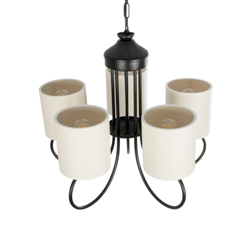 GLOBOSTAR® TRITON 203-0253 Vintage Κρεμαστό Φωτιστικό Οροφής με Ντουί 5 x E27 AC 220-240V IP20 - Μαύρο & Μπεζ - Μ50 x Π50 x Υ48cm