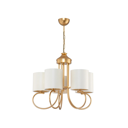 GLOBOSTAR® TRITON 203-0254 Vintage Κρεμαστό Φωτιστικό Οροφής με Ντουί 5 x E27 AC 220-240V IP20 - Χρυσό & Μπεζ - Μ50 x Π50 x Υ48cm