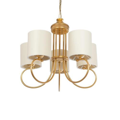 GLOBOSTAR® TRITON 203-0254 Vintage Κρεμαστό Φωτιστικό Οροφής με Ντουί 5 x E27 AC 220-240V IP20 - Χρυσό & Μπεζ - Μ50 x Π50 x Υ48cm