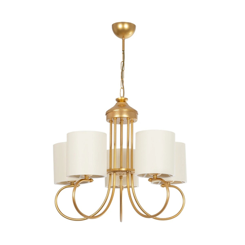 GLOBOSTAR® TRITON 203-0254 Vintage Κρεμαστό Φωτιστικό Οροφής με Ντουί 5 x E27 AC 220-240V IP20 - Χρυσό & Μπεζ - Μ50 x Π50 x Υ48cm