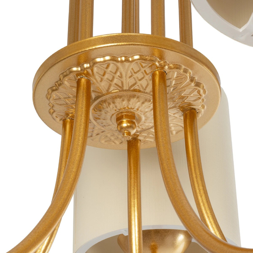 GLOBOSTAR® TRITON 203-0254 Vintage Κρεμαστό Φωτιστικό Οροφής με Ντουί 5 x E27 AC 220-240V IP20 - Χρυσό & Μπεζ - Μ50 x Π50 x Υ48cm