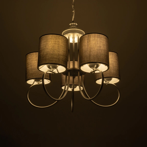 GLOBOSTAR® TRITON 203-0255 Vintage Κρεμαστό Φωτιστικό Οροφής με Ντουί 5 x E27 AC 220-240V IP20 - Ασημί & Γκρι - Μ50 x Π50 x Υ48cm