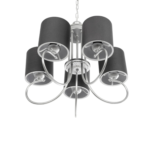 GLOBOSTAR® TRITON 203-0255 Vintage Κρεμαστό Φωτιστικό Οροφής με Ντουί 5 x E27 AC 220-240V IP20 - Ασημί & Γκρι - Μ50 x Π50 x Υ48cm