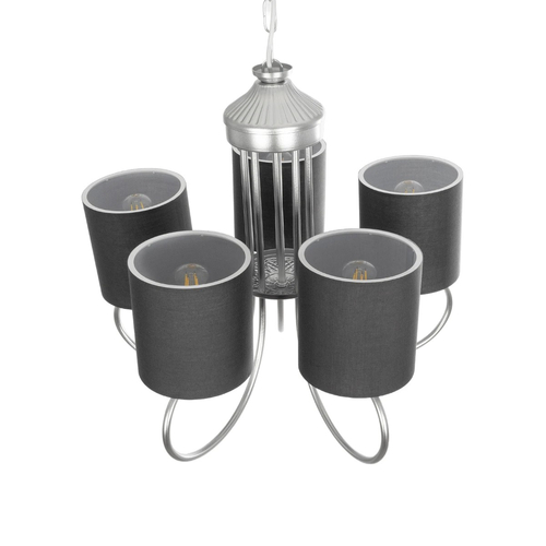 GLOBOSTAR® TRITON 203-0255 Vintage Κρεμαστό Φωτιστικό Οροφής με Ντουί 5 x E27 AC 220-240V IP20 - Ασημί & Γκρι - Μ50 x Π50 x Υ48cm