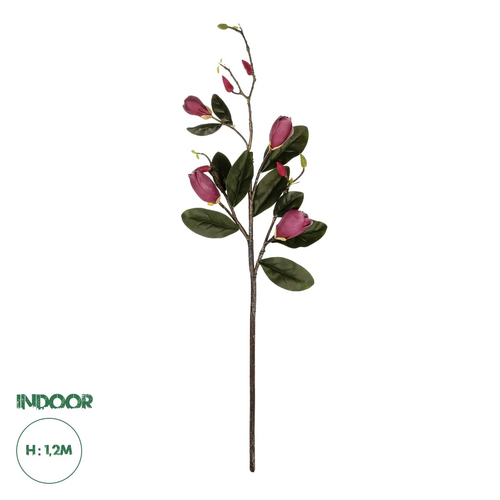 GloboStar® Artificial Garden DARK PING MAGNOLIA BRANCH 21421 Τεχνητό Διακοσμητικό Κλαδί Ροζ Μανόλια Y120cm