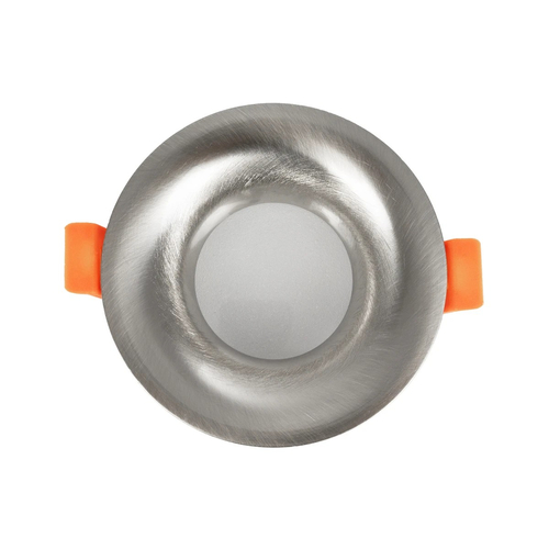 GLOBOSTAR® LAMDA 61317 Χωνευτή Βάση για Σποτ MR16 με Ντουί GU10/GU5.3 Αδιάβροχο IP65 - Νίκελ Βούρτσας & Λευκό - Μ8.5 x Π8.5 x Υ3.5cm / Q7.5cm