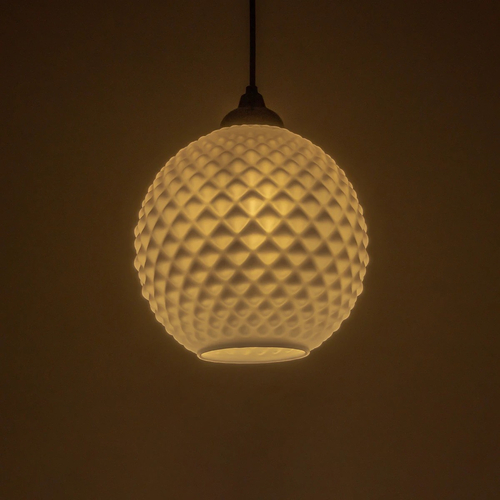 GLOBOSTAR® KEGEL 206-0004 Μοντέρνο Κρεμαστό Φωτιστικό Οροφής με Ντουί 1 x E27 AC 220-240V IP20 - Λευκό - Μ20 x Π20 x Υ20cm