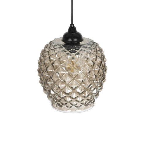 GLOBOSTAR® KEGEL 206-0006 Μοντέρνο Κρεμαστό Φωτιστικό Οροφής με Ντουί 1 x E27 AC 220-240V IP20 - Μαύρο Φιμέ - Μ19 x Π19 x Υ19cm