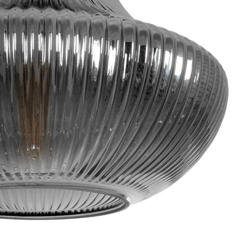 GLOBOSTAR® VERRE 206-0021 Μοντέρνο Κρεμαστό Φωτιστικό Οροφής με Ντουί 1 x E27 AC 220-240V IP20 - Μαύρο Φιμέ - Μ38 x Π38 x Υ34cm