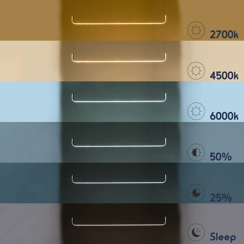 GLOBOSTAR® LINARIA 60923 Μοντέρνο Κρεμαστό Φωτιστικό Οροφής LED 36W 4150lm 180° AC 220-240V IP20 Ρυθμιζόμενο Λευκό CCT με Χειριστήριο από 2700K έως 6000K Dimmable - Lumileds SMD Chip - Χρυσό - Μ120 x Π2 x Υ10cm - 3 Χρόνια Εγγύηση