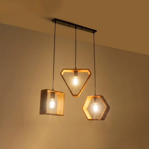 GLOBOSTAR® ELISE 999-0034 Μοντέρνο Κρεμαστό Φωτιστικό Οροφής με Ντουί 3 x E27 AC 220-240V IP20 - Καφέ & Μαύρο - Μ74 x Π9 x Υ40cm