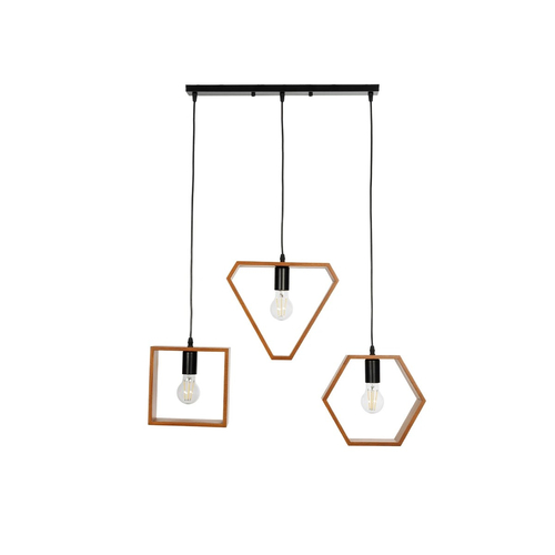 GLOBOSTAR® ELISE 999-0034 Μοντέρνο Κρεμαστό Φωτιστικό Οροφής με Ντουί 3 x E27 AC 220-240V IP20 - Καφέ & Μαύρο - Μ74 x Π9 x Υ40cm