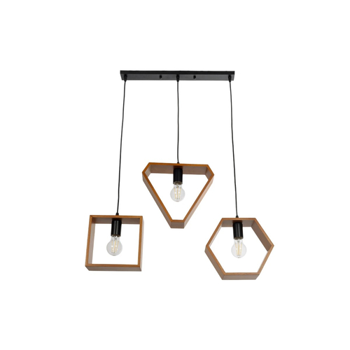 GLOBOSTAR® ELISE 999-0034 Μοντέρνο Κρεμαστό Φωτιστικό Οροφής με Ντουί 3 x E27 AC 220-240V IP20 - Καφέ & Μαύρο - Μ74 x Π9 x Υ40cm