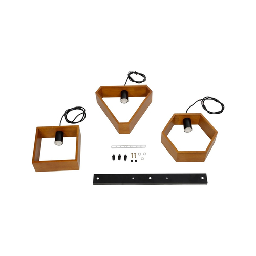 GLOBOSTAR® ELISE 999-0034 Μοντέρνο Κρεμαστό Φωτιστικό Οροφής με Ντουί 3 x E27 AC 220-240V IP20 - Καφέ & Μαύρο - Μ74 x Π9 x Υ40cm