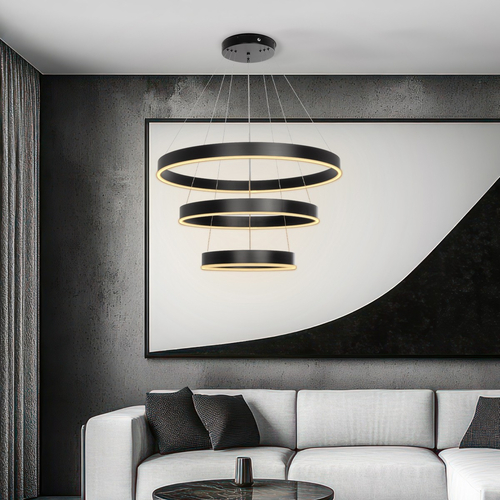 kelvo® VENOM 61188 Μοντέρνο Κρεμαστό Φωτιστικό Οροφής LED 120W 14158lm 120° AC 220-240V IP20 Ρυθμιζόμενο Λευκό CCT με Χειριστήριο από 2700K έως 6000K Dimmable - Lumileds SMD Chip - Μαύρο Ματ - Μ80 x Π80 x Υ60cm - 3 Χρόνια Εγγύηση