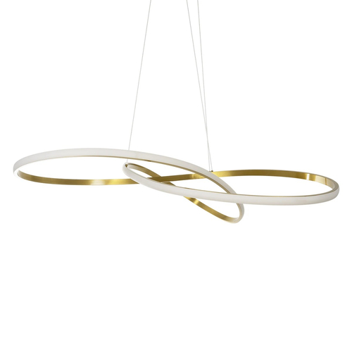 GLOBOSTAR® DEXTER 60920 Μοντέρνο Κρεμαστό Φωτιστικό Οροφής LED 120W 13440lm 300° AC 220-240V IP20 Ρυθμιζόμενο Λευκό CCT με Χειριστήριο από 2700K έως 6000K Dimmable - Lumileds SMD Chip - Χρυσό Βούρτσας - Μ103 x Π103 x Υ30cm - 3 Χρόνια Εγγύηση