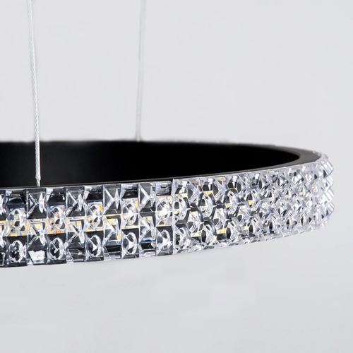 GLOBOSTAR® DIAMOND TRIO 61146 Μοντέρνο Κρεμαστό Φωτιστικό Οροφής LED 150W 18379lm 360° AC 220-240V IP20 Ρυθμιζόμενο Λευκό CCT με Χειριστήριο από 2700K έως 6000K Dimmable - Lumileds SMD Chip - Μαυρό Ματ - Μ170 x Π170 x Υ60cm - 3 Χρόνια Εγγύηση