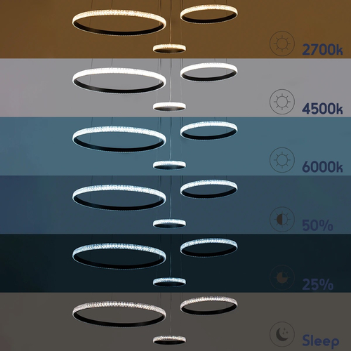 GLOBOSTAR® DIAMOND TRIO 61146 Μοντέρνο Κρεμαστό Φωτιστικό Οροφής LED 150W 18379lm 360° AC 220-240V IP20 Ρυθμιζόμενο Λευκό CCT με Χειριστήριο από 2700K έως 6000K Dimmable - Lumileds SMD Chip - Μαυρό Ματ - Μ170 x Π170 x Υ60cm - 3 Χρόνια Εγγύηση