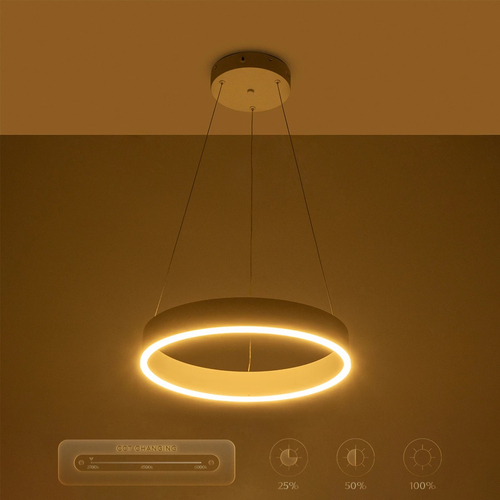 GLOBOSTAR® VENOM 61174 Μοντέρνο Κρεμαστό Φωτιστικό Οροφής LED 30W 3513lm 120° AC 220-240V IP20 Ρυθμιζόμενο Λευκό CCT με Χειριστήριο από 2700K έως 6000K Dimmable - Lumileds SMD Chip - Λευκό Ματ - Μ40 x Π40 x Υ6.5cm - 3 Χρόνια Εγγύηση