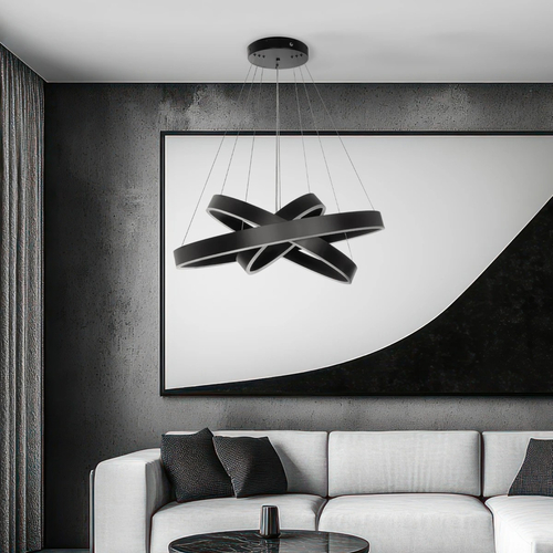 kelvo® VENOM 61188-DECO Μοντέρνο Κρεμαστό Φωτιστικό Οροφής LED 120W 14158lm 120° AC 220-240V IP20 Ρυθμιζόμενο Λευκό CCT με Χειριστήριο από 2700K έως 6000K Dimmable - Lumileds SMD Chip - Μαύρο Ματ - Μ80 x Π80 x Υ60cm - 3 Χρόνια Εγγύηση