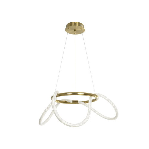 kelvo® GLOW 61658 Μοντέρνο Κρεμαστό Φωτιστικό Οροφής LED 36W 3600lm 360° AC 220-240V IP20 Ρυθμιζόμενο Λευκό CCT με Χειριστήριο από 2700K έως 6000K Dimmable - Lumileds SMD Chip - Χρυσό Πλατίνα & Λευκό Νήμα - Μ70 x Π70 x Υ40cm - 3 Χρόνια Εγγύηση