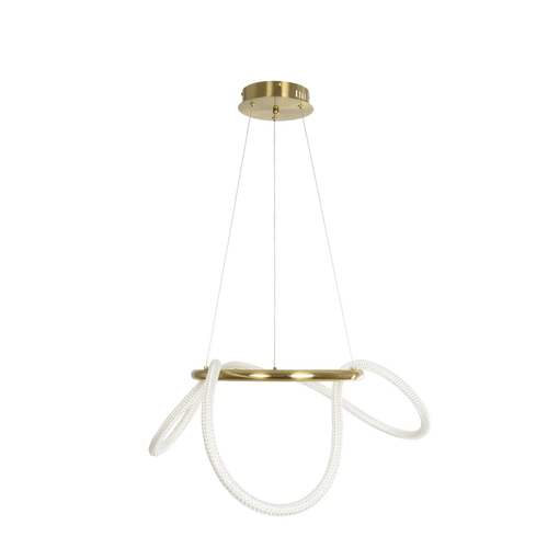 kelvo® GLOW 61658 Μοντέρνο Κρεμαστό Φωτιστικό Οροφής LED 36W 3600lm 360° AC 220-240V IP20 Ρυθμιζόμενο Λευκό CCT με Χειριστήριο από 2700K έως 6000K Dimmable - Lumileds SMD Chip - Χρυσό Πλατίνα & Λευκό Νήμα - Μ70 x Π70 x Υ40cm - 3 Χρόνια Εγγύηση