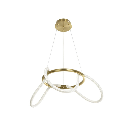 kelvo® GLOW 61658 Μοντέρνο Κρεμαστό Φωτιστικό Οροφής LED 36W 3600lm 360° AC 220-240V IP20 Ρυθμιζόμενο Λευκό CCT με Χειριστήριο από 2700K έως 6000K Dimmable - Lumileds SMD Chip - Χρυσό Πλατίνα & Λευκό Νήμα - Μ70 x Π70 x Υ40cm - 3 Χρόνια Εγγύηση