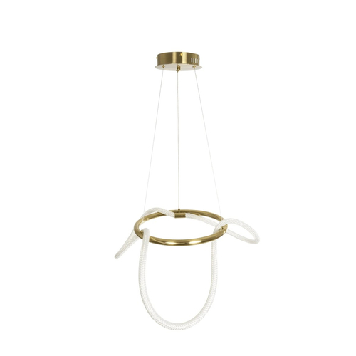 kelvo® GLOW 61658 Μοντέρνο Κρεμαστό Φωτιστικό Οροφής LED 36W 3600lm 360° AC 220-240V IP20 Ρυθμιζόμενο Λευκό CCT με Χειριστήριο από 2700K έως 6000K Dimmable - Lumileds SMD Chip - Χρυσό Πλατίνα & Λευκό Νήμα - Μ70 x Π70 x Υ40cm - 3 Χρόνια Εγγύηση