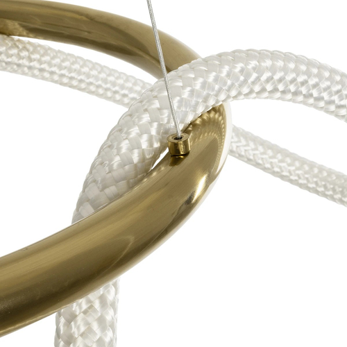 kelvo® GLOW 61658 Μοντέρνο Κρεμαστό Φωτιστικό Οροφής LED 36W 3600lm 360° AC 220-240V IP20 Ρυθμιζόμενο Λευκό CCT με Χειριστήριο από 2700K έως 6000K Dimmable - Lumileds SMD Chip - Χρυσό Πλατίνα & Λευκό Νήμα - Μ70 x Π70 x Υ40cm - 3 Χρόνια Εγγύηση