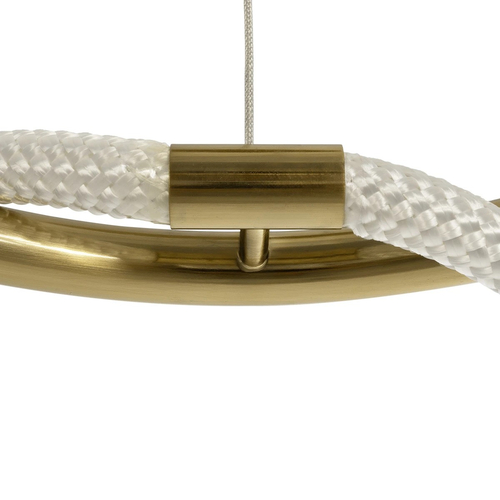 kelvo® GLOW 61658 Μοντέρνο Κρεμαστό Φωτιστικό Οροφής LED 36W 3600lm 360° AC 220-240V IP20 Ρυθμιζόμενο Λευκό CCT με Χειριστήριο από 2700K έως 6000K Dimmable - Lumileds SMD Chip - Χρυσό Πλατίνα & Λευκό Νήμα - Μ70 x Π70 x Υ40cm - 3 Χρόνια Εγγύηση