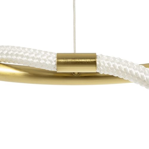 kelvo® GLOW 61659 Μοντέρνο Κρεμαστό Φωτιστικό Οροφής LED 58W 5800lm 360° AC 220-240V IP20 Ρυθμιζόμενο Λευκό CCT με Χειριστήριο από 2700K έως 6000K Dimmable - Lumileds SMD Chip - Χρυσό Πλατίνα & Λευκό Νήμα - Μ80 x Π80 x Υ40cm - 3 Χρόνια Εγγύηση