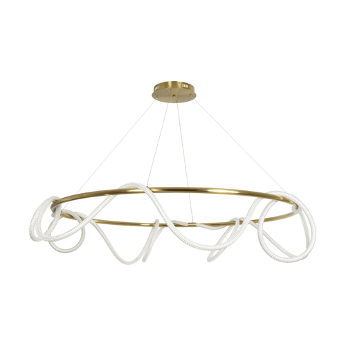 kelvo® GLOW 61661 Μοντέρνο Κρεμαστό Φωτιστικό Οροφής LED 100W 10000lm 360° AC 220-240V IP20 Ρυθμιζόμενο Λευκό CCT με Χειριστήριο από 2700K έως 6000K Dimmable - Lumileds SMD Chip - Χρυσό Πλατίνα & Λευκό Νήμα - Μ150 x Π150 x Υ100cm - 3 Χρόνια Εγγύηση