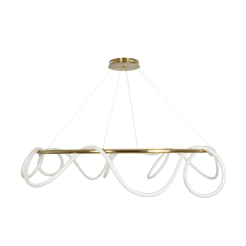 kelvo® GLOW 61661 Μοντέρνο Κρεμαστό Φωτιστικό Οροφής LED 100W 10000lm 360° AC 220-240V IP20 Ρυθμιζόμενο Λευκό CCT με Χειριστήριο από 2700K έως 6000K Dimmable - Lumileds SMD Chip - Χρυσό Πλατίνα & Λευκό Νήμα - Μ150 x Π150 x Υ100cm - 3 Χρόνια Εγγύηση