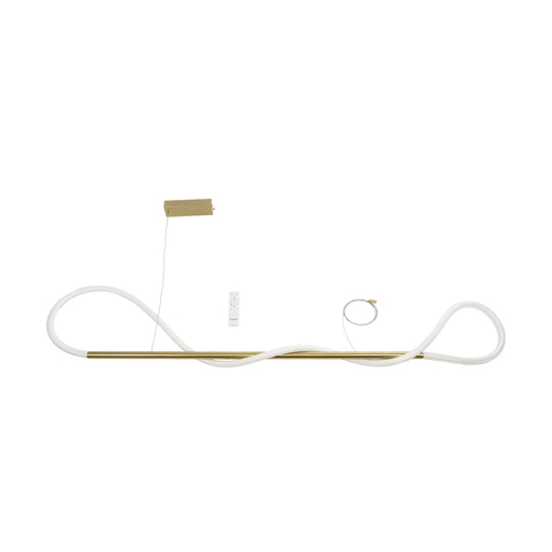 kelvo® GLOW 61662 Μοντέρνο Κρεμαστό Φωτιστικό Οροφής LED 34W 3400lm 360° AC 220-240V IP20 Ρυθμιζόμενο Λευκό CCT με Χειριστήριο από 2700K έως 6000K Dimmable - Lumileds SMD Chip - Χρυσό Πλατίνα & Λευκό Νήμα - Μ140 x Π40 x Υ30cm - 3 Χρόνια Εγγύηση