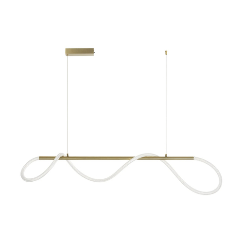 kelvo® GLOW 61662 Μοντέρνο Κρεμαστό Φωτιστικό Οροφής LED 34W 3400lm 360° AC 220-240V IP20 Ρυθμιζόμενο Λευκό CCT με Χειριστήριο από 2700K έως 6000K Dimmable - Lumileds SMD Chip - Χρυσό Πλατίνα & Λευκό Νήμα - Μ140 x Π40 x Υ30cm - 3 Χρόνια Εγγύηση