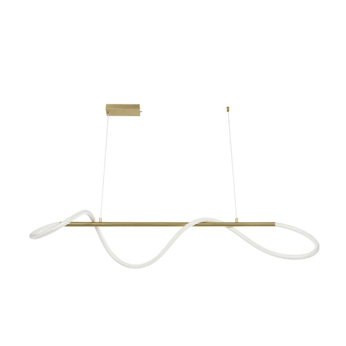 kelvo® GLOW 61662 Μοντέρνο Κρεμαστό Φωτιστικό Οροφής LED 34W 3400lm 360° AC 220-240V IP20 Ρυθμιζόμενο Λευκό CCT με Χειριστήριο από 2700K έως 6000K Dimmable - Lumileds SMD Chip - Χρυσό Πλατίνα & Λευκό Νήμα - Μ140 x Π40 x Υ30cm - 3 Χρόνια Εγγύηση