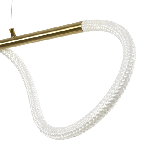 kelvo® GLOW 61662 Μοντέρνο Κρεμαστό Φωτιστικό Οροφής LED 34W 3400lm 360° AC 220-240V IP20 Ρυθμιζόμενο Λευκό CCT με Χειριστήριο από 2700K έως 6000K Dimmable - Lumileds SMD Chip - Χρυσό Πλατίνα & Λευκό Νήμα - Μ140 x Π40 x Υ30cm - 3 Χρόνια Εγγύηση