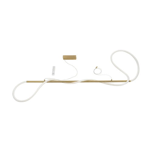 kelvo® GLOW 61663 Μοντέρνο Κρεμαστό Φωτιστικό Οροφής LED 45W 4500lm 360° AC 220-240V IP20 Ρυθμιζόμενο Λευκό CCT με Χειριστήριο από 2700K έως 6000K Dimmable - Lumileds SMD Chip - Χρυσό Πλατίνα & Λευκό Νήμα - Μ180 x Π30 x Υ40cm - 3 Χρόνια Εγγύηση