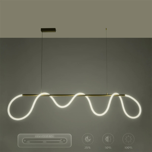 kelvo® GLOW 61663 Μοντέρνο Κρεμαστό Φωτιστικό Οροφής LED 45W 4500lm 360° AC 220-240V IP20 Ρυθμιζόμενο Λευκό CCT με Χειριστήριο από 2700K έως 6000K Dimmable - Lumileds SMD Chip - Χρυσό Πλατίνα & Λευκό Νήμα - Μ180 x Π30 x Υ40cm - 3 Χρόνια Εγγύηση