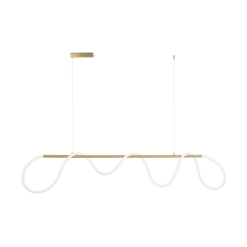 kelvo® GLOW 61663 Μοντέρνο Κρεμαστό Φωτιστικό Οροφής LED 45W 4500lm 360° AC 220-240V IP20 Ρυθμιζόμενο Λευκό CCT με Χειριστήριο από 2700K έως 6000K Dimmable - Lumileds SMD Chip - Χρυσό Πλατίνα & Λευκό Νήμα - Μ180 x Π30 x Υ40cm - 3 Χρόνια Εγγύηση